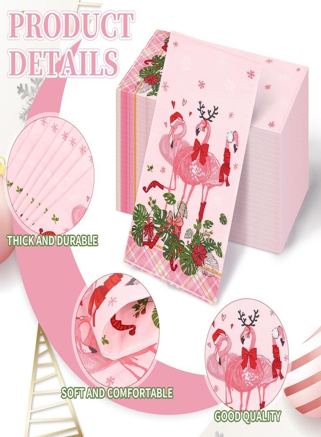 Whaline 80Pcs Christmas Guest Napkins Flamingo Xmas Paper Napkin Disposable Dinner Hand Towel Napkin for Home Kitchen Bathroom Powder Room Holiday Wedding Birthday - Image 3